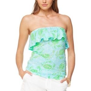 Lilly Pulitzer Crab strapless ruffle top